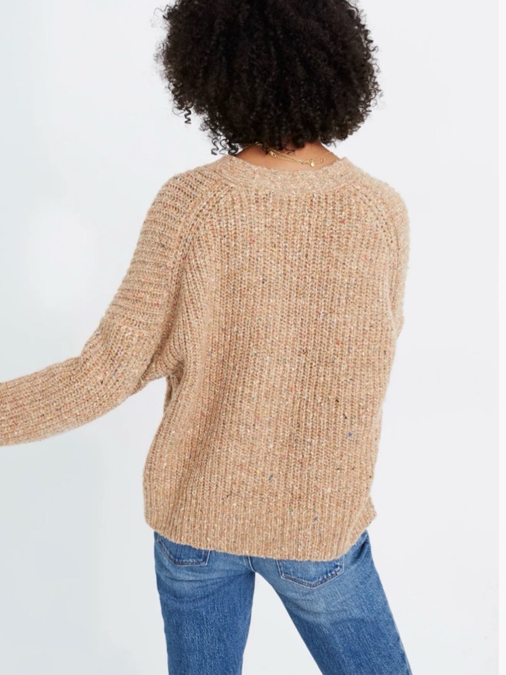 Madewell Tan Wool Blend Chunky V-Neck Cardigan. Size M - Picture 3 of 10